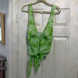 NWT Marina West Green Tie-Dye One-Piece Swimsuit with Waist Tie
